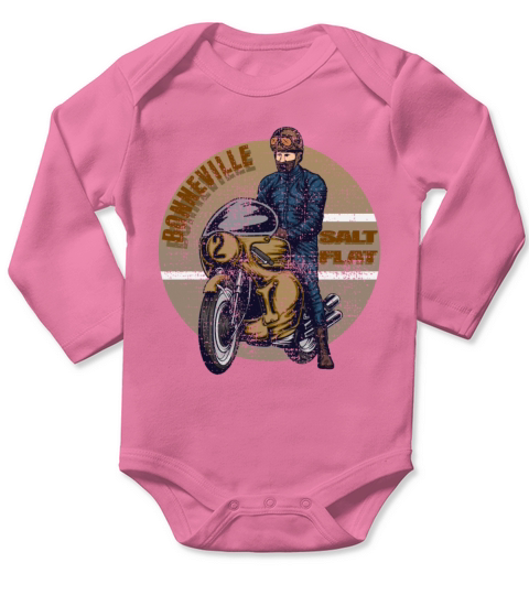 Bonneville Salt Flats Vintage Retro Motorcycle Long Sleeve Baby One-Piece