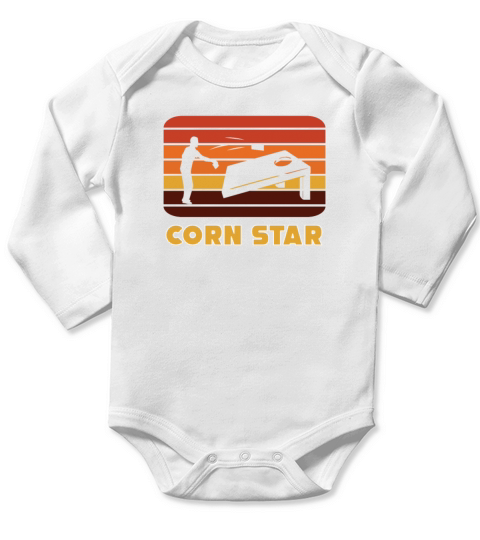 Corn Star Cornhole Long Sleeve Baby One-Piece