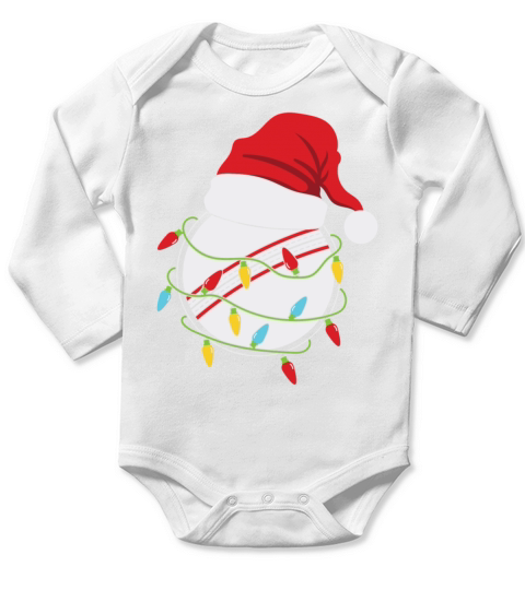 Cricket Ball Christmas Lights Santa Long Sleeve Baby One-Piece