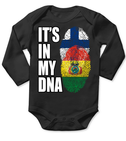 Finland And Bolivian Mix Heritage DNA Flag Long Sleeve Baby One-Piece