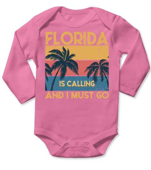 Florida Is Calling And I Must Go Vintage Retro Des Long Sleeve Baby One-Piece