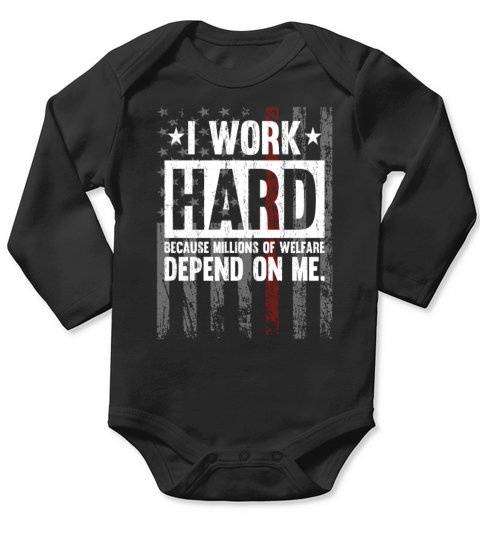 I Work Hard Red Line American Flag Firefighter Long Sleeve Baby One-Piece
