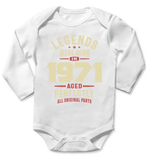Legends Were Born in 1971 52nd Birthday Long Sleeve Baby One-Piece