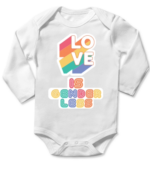 Love is Genderless LGBT Pride Month Rainbow Long Sleeve Baby One-Piece