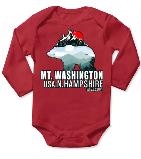 Mount Washington New Hampshire Long Sleeve Baby One-Piece