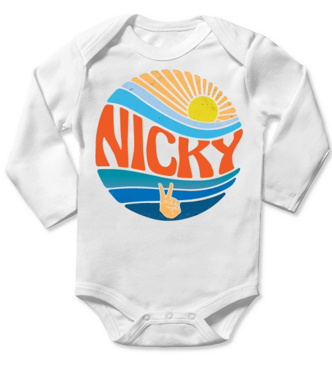 Nicky Shirt Vintage Sunset Nicky Groovy Tie Dye Long Sleeve Baby One-Piece