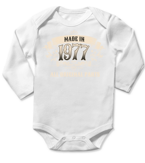 Retro Vintage Birthday Made 1977 Original Parts Long Sleeve Baby One-Piece
