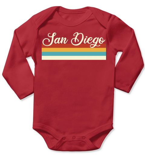 San Diego - California - Retro - Vintage - USA Long Sleeve Baby One-Piece