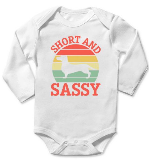 Short and Sassy Dachshund Retro Vintage Long Sleeve Baby One-Piece
