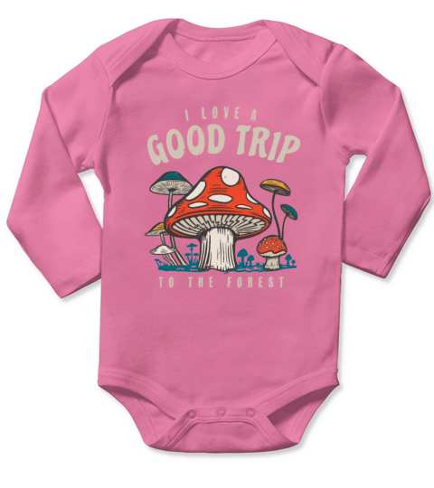 Trippy Mushrooms Cottagecore Aesthetic Long Sleeve Baby One-Piece