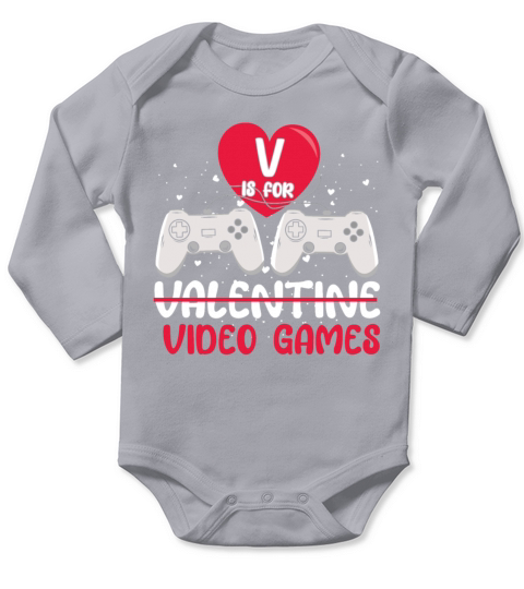 Video Games Gaming Gamer Hearts Day Valentines Long Sleeve Baby One-Piece