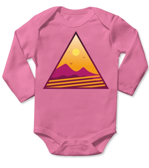 vintage abstract sunset triangle Long Sleeve Baby One-Piece