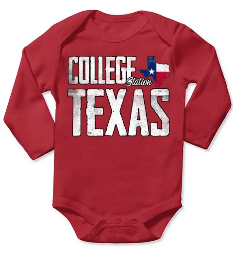 Vintage College Station Texas Flag Long Sleeve Baby One-Piece