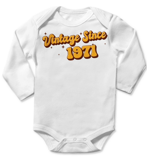 Vintage since 1971 52 Years Old - GROOVY groovy Long Sleeve Baby One-Piece