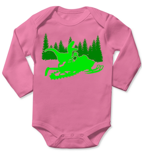 Vintage Snowmobiling Gift Dinosaur Ride Snowmobile Long Sleeve Baby One-Piece