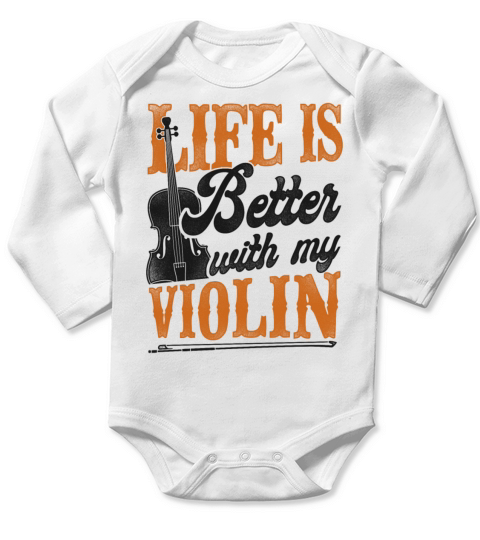 Violin Violinist Vintage Life Is Long Sleeve Baby One-Piece