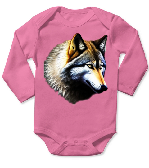 Wolf artwork design predator face imprint Long Sleeve Baby One-Piece