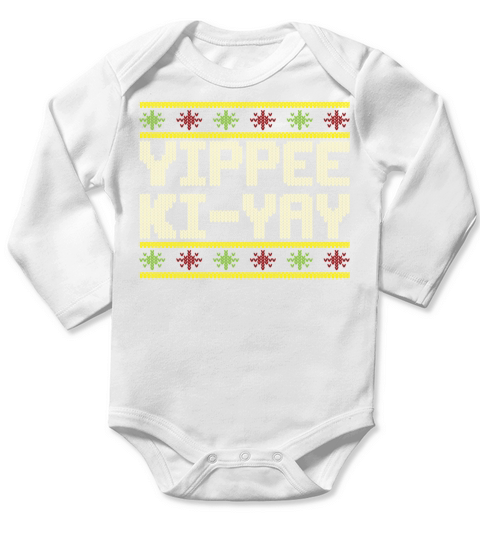Yippee Ki-Yay Christmas Holiday Cross Stitch Long Sleeve Baby One-Piece