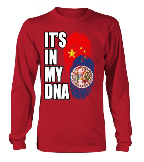 Belizean And Chinese Mix Heritage DNA Flag Long sleeved Unisex