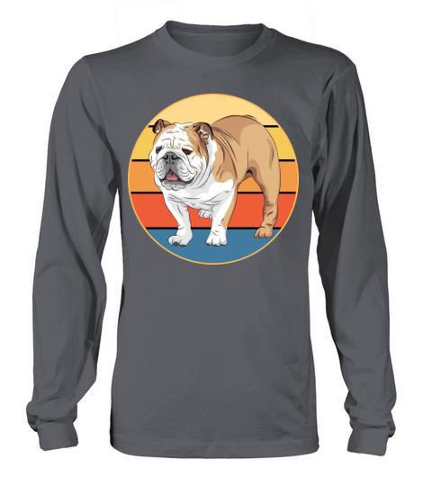 Bulldog Dog Breed Vintage Retro Sunset Long sleeved Unisex
