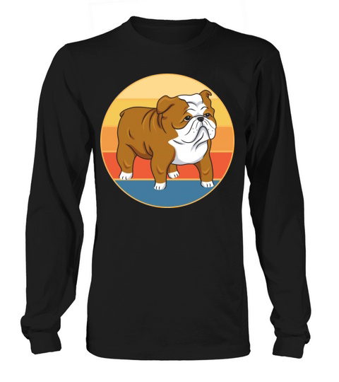 Bulldog Dog Breed Vintage Retro Sunset Long sleeved Unisex