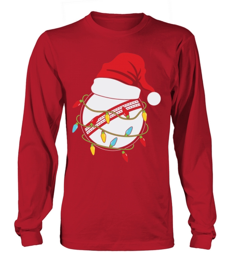 Cricket Ball Christmas Lights Santa Long sleeved Unisex
