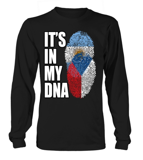 Czech And Argentinian Mix Heritage DNA Flag Long sleeved Unisex