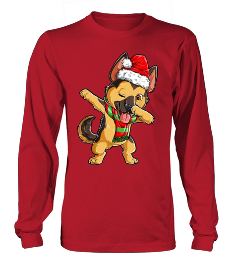Dabbing German Shepherd Santa Christmas Gifts Kids Long sleeved Unisex