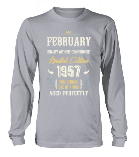 February 1957 Vintage Birthday Present Long sleeved Unisex