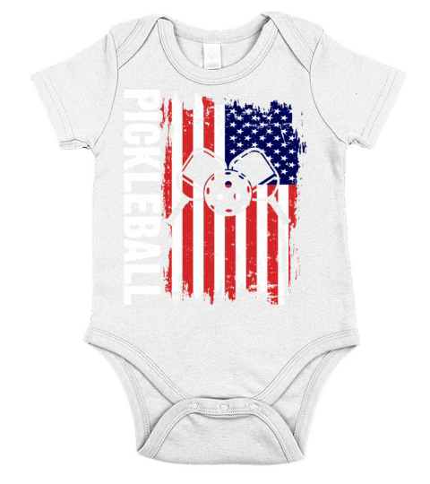American Flag Pickleball Lover Paddle Short Sleeve Baby One-Piece