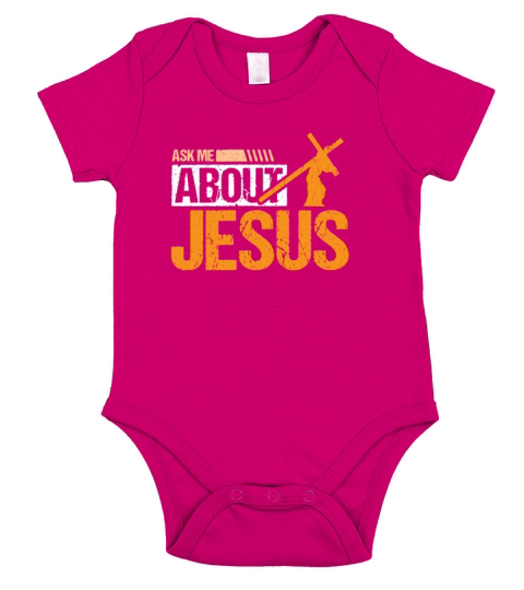 Ask me About Jesus Bible Christian Short Sleeve Baby One-Piece