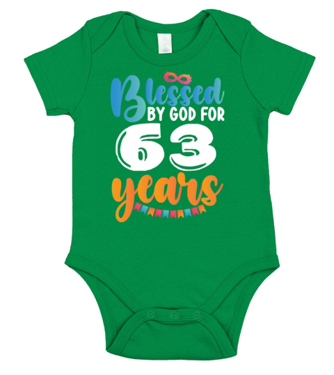Birthday Blessed by God for 63 Years Short Sleeve Baby One-Piece