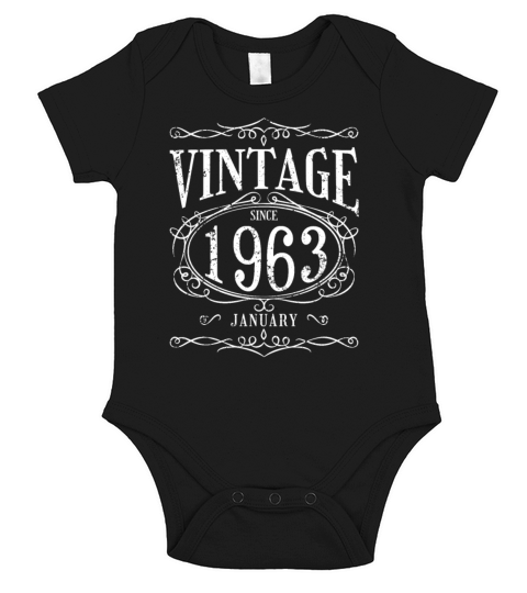 Birthday - Vintage since January 1963 Short Sleeve Baby One-Piece