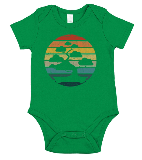 Bonsai Silhouette On A Distressed Retro Sunset Short Sleeve Baby One-Piece
