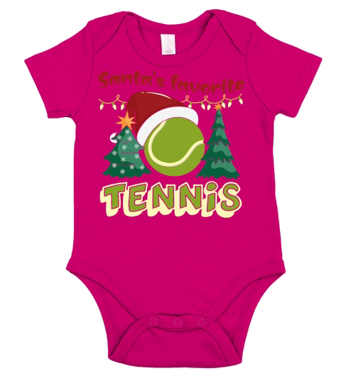 Christmas Sport Santas Favorite Tennis Short Sleeve Baby One-Piece