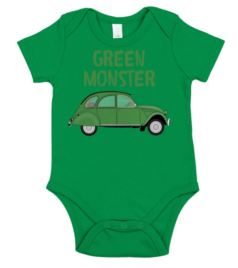 Citroen 2 cv green monster fans 2 chevaux vintage Short Sleeve Baby One-Piece