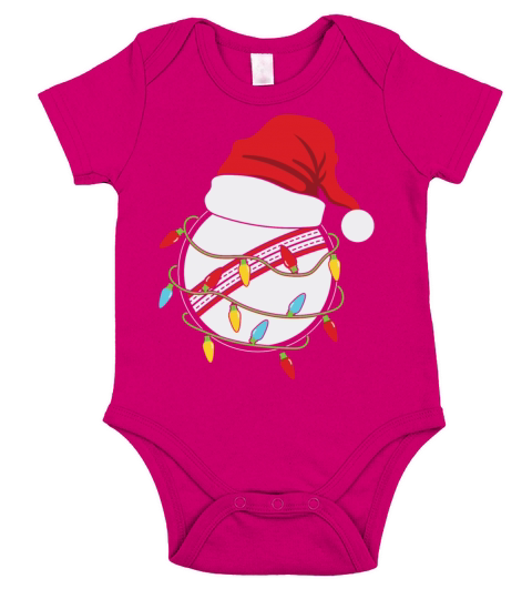 Cricket Ball Christmas Lights Santa Short Sleeve Baby One-Piece
