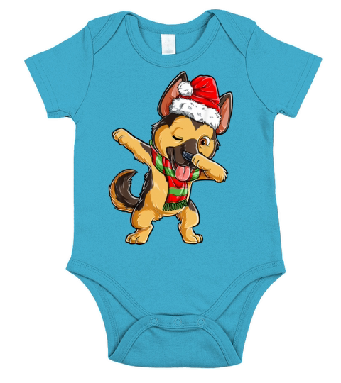 Dabbing German Shepherd Santa Christmas Gifts Kids Short Sleeve Baby One-Piece