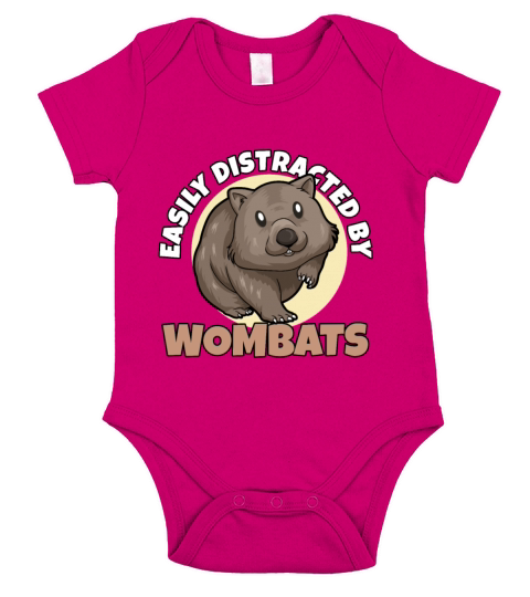 Easily Distracted By Wombats Short Sleeve Baby One-Piece