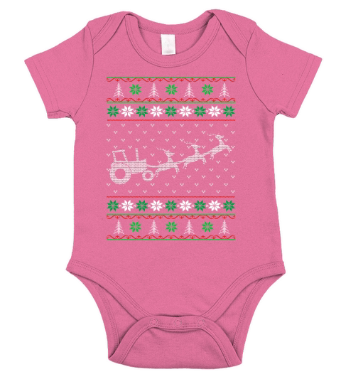 Farm truck ugly Christmas sweater Short Sleeve Baby One-Piece