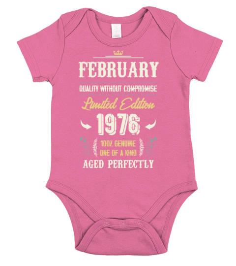 February 1976 Vintage Birthday Present Short Sleeve Baby One-Piece