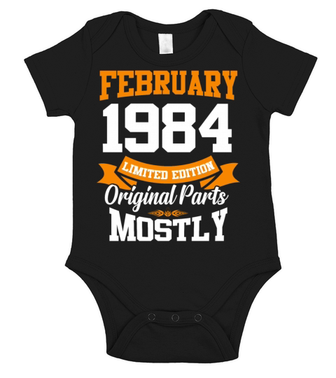 February 1984 Vintage Birthday Present Short Sleeve Baby One-Piece
