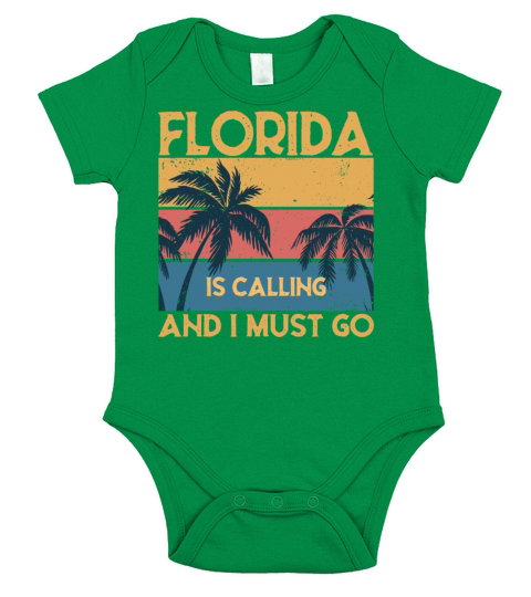 Florida Is Calling And I Must Go Vintage Retro Des Short Sleeve Baby One-Piece