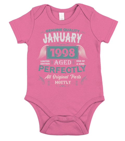 January 1998 Vintage Birthday Present Short Sleeve Baby One-Piece