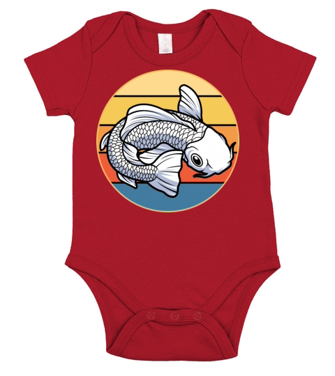 Japanese Koi Fish Vintage Retro Sunset Short Sleeve Baby One-Piece