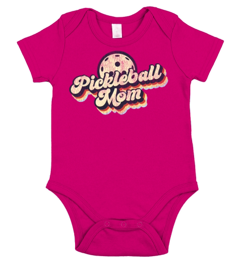 Pickleball Mom Mother Retro Short Sleeve Baby One-Piece