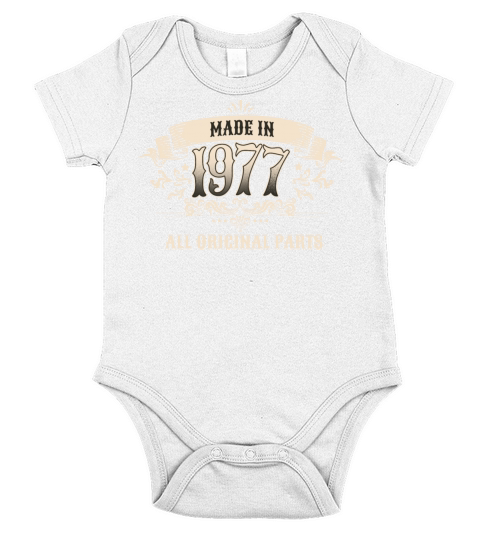Retro Vintage Birthday Made 1977 Original Parts Short Sleeve Baby One-Piece