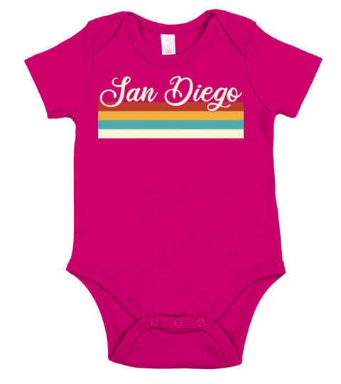 San Diego - California - Retro - Vintage - USA Short Sleeve Baby One-Piece