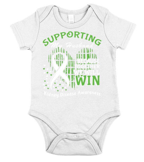 Support Husband Green Kidney Disease Awareness Short Sleeve Baby One-Piece