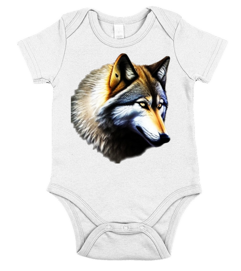 Wolf artwork design predator face imprint Short Sleeve Baby One-Piece